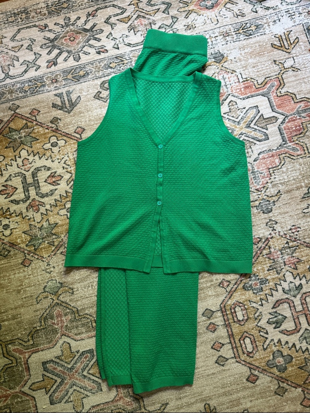 Teal tank and midi skirt set